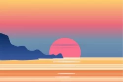 Carta da Parati Design e Stili Paesaggi e Natura Alba Tramonto Natura Spiaggia e Mare Stilizzata
