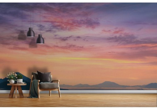 Pink sunset mountains landscape wallpaper-0272