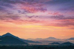 Wallpaper Dawn Sunset Sky Mountain