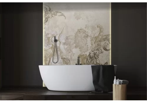 Carta da Parati animali decori vintage su intonaco-0277 2