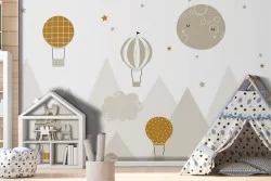 Carta da Parati mongolfiere e montagne design bambini-0278