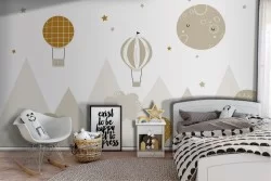 Carta da Parati mongolfiere e montagne design bambini-0278