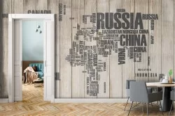 Carta da Parati Legno Mappe Scritte