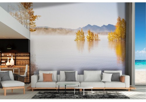 Wallpaper landscape trees in the lake nature autumn