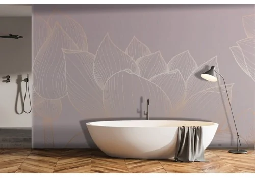 Pink and gold luxury lotus flower wallpaper-0293