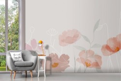 Carta da Parati Dipinti e Acquerelli Fiori Natura