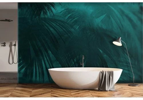 Tropical leaves nature wallpaper in green oil-0295