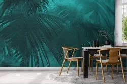 Tropical leaves nature wallpaper in green oil-0295