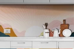 Carta da Parati paesaggio stilizzato natura montagne-0303