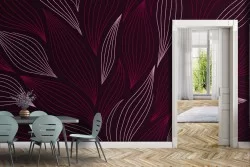 Red flower petals wallpaper modern design-0304
