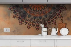 Orange oriental zen mandala wallpaper-0306