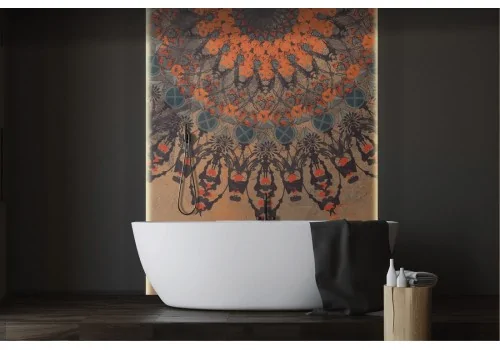 Orange oriental zen mandala wallpaper-0306 2