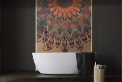 Carta da Parati mandala zen orientale arancione-0306