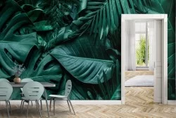 Carta da Parati foglie tropicali grandi verdi natura