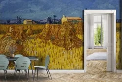 Painted wheat field wallpaper-0323