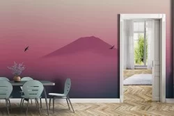 Pink mountain landscape modern wallpaper-0324