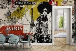 Carta da Parati Parigi illustrazione moda design-0325