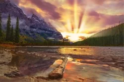 Carta da Parati Flora e Fauna Paesaggi e Natura Alba Tramonto Foreste e Alberi Montagna