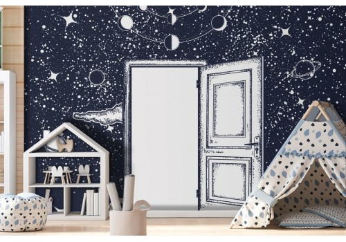 Wallpaper door in the space sky children-0348