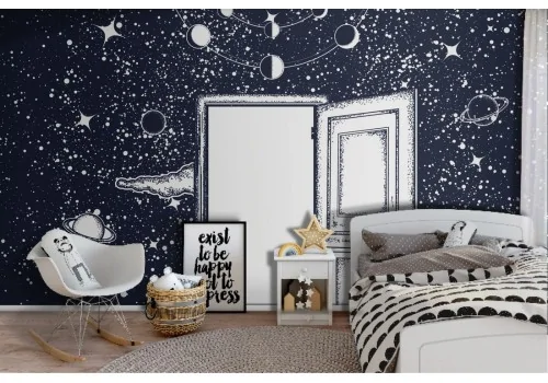 Wallpaper door in the space sky children-0348 2