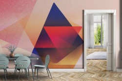 Carta da Parati decorazione geometrica tonalità rosa triangoli-0349