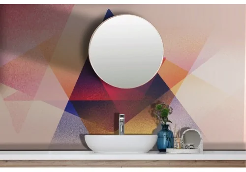 Wallpaper geometric decoration pink tones triangles-0349