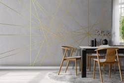 Carta Da Parati O Murale In Marmo Bianco E Oro Con Trame - Foto 6