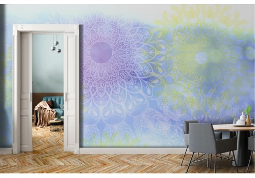 Carta da Parati mandala orientale azzurro-0354