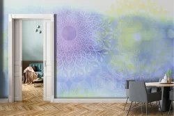 Carta da Parati mandala orientale azzurro-0354