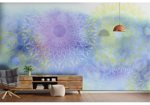 Carta da Parati mandala orientale azzurro-0354 2