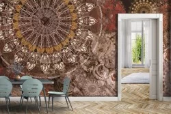 Red Oriental Mandala Wallpaper-0355