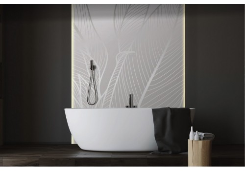 Wallpaper stylized leaves white and silver-0356 2