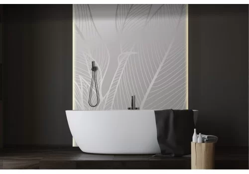 Wallpaper stylized leaves white and silver-0356 2