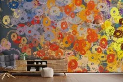 Abstract Flowers Wallpaper Vintage Nature Painting-0358