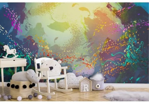 Underwater landscape wallpaper with fish 2