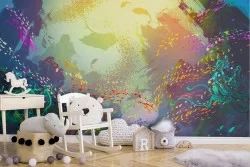 Underwater landscape wallpaper with fish