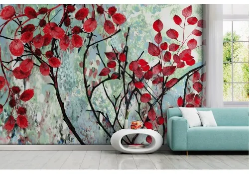 Wallpaper flowering tree painted nature-0365