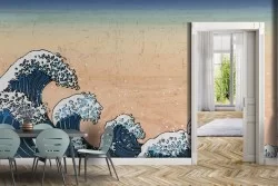 Carta da Parati onde orientali illustrazione design-0367