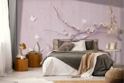 Wallpaper Trees Flowers Oriental Zen Stylized