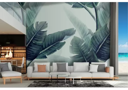 Carta da Parati foglie tropicali grandi natura