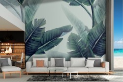 Carta da Parati foglie tropicali grandi natura