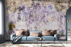 Carta da Parati Cemento Fiori Natura Vintage