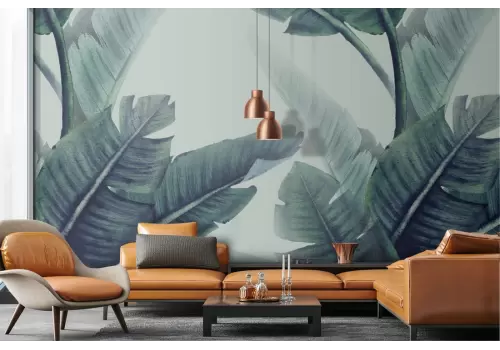Carta da Parati foglie tropicali grandi natura 2