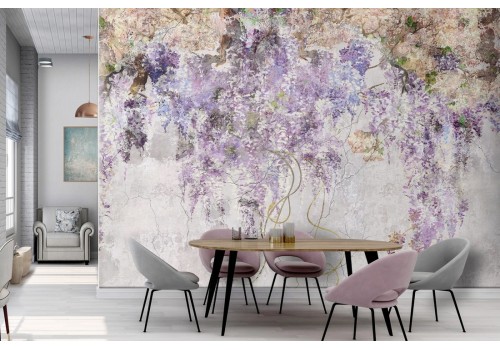 Carta da Parati Cemento Fiori Natura Vintage