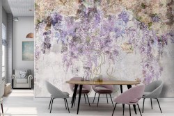 Carta da Parati Cemento Fiori Natura Vintage