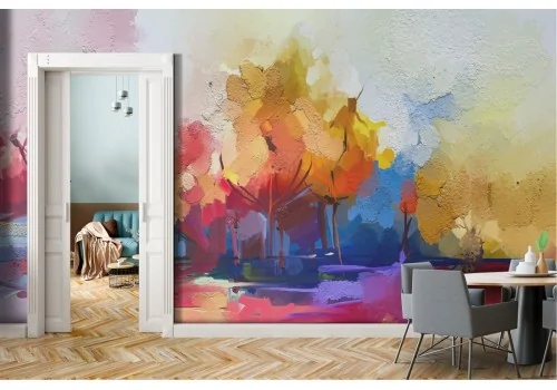 Abstract forest landscape wallpaper painting