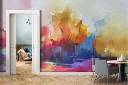 Carta da Parati paesaggio foresta astratta dipinto