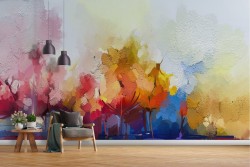 Carta da Parati paesaggio foresta astratta dipinto