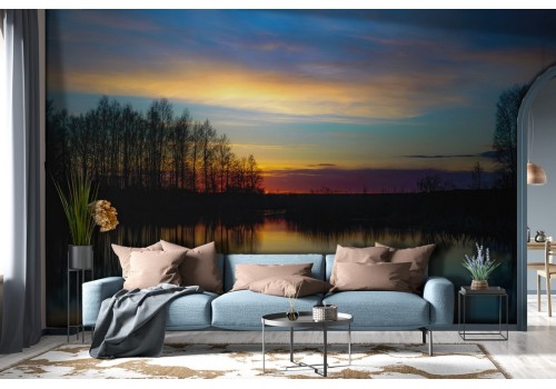 Wallpaper landscape forest on lake-0123 2