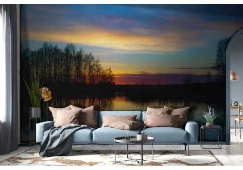 Wallpaper landscape forest on lake-0123 2